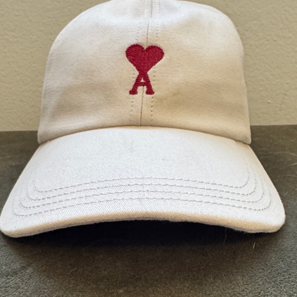 Ami Cream Hat with Red Heart Logo